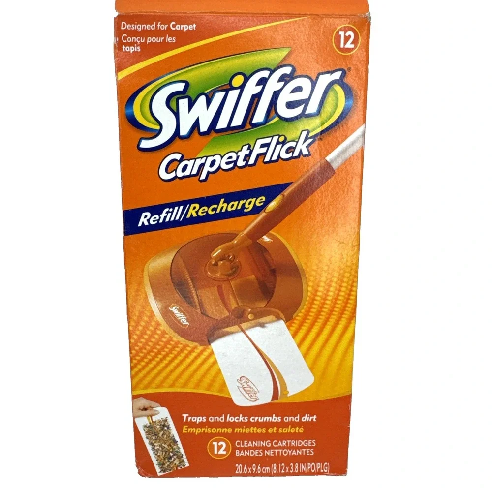 Swiffer Carpet Flick Refill 12 Cleaning Cartridges Carpet Sweeper Refills NOS